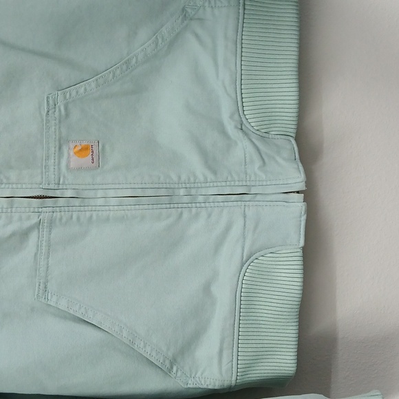 CARHARTT Women’s Bomber Jacket S Dusty Blue Canvas Relaxed Fit Utility NWOT - Picture 3 of 5